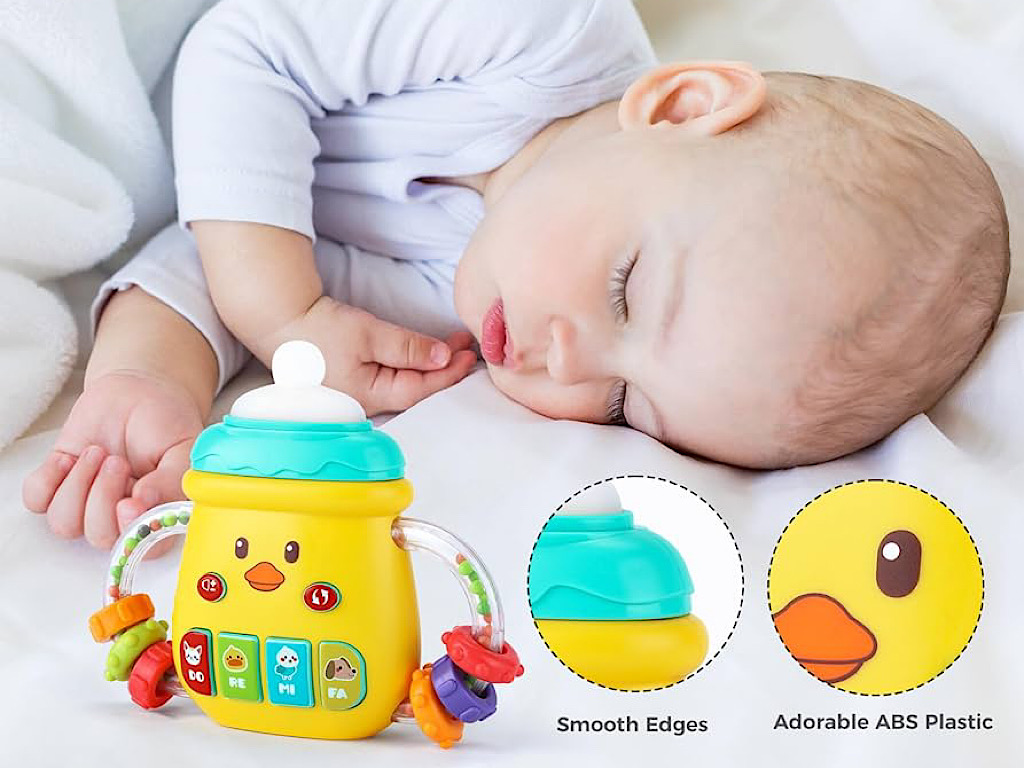 شیشه شیر موزیکال دندانگیر دار چراغدار اسباب بازی  aiyingle