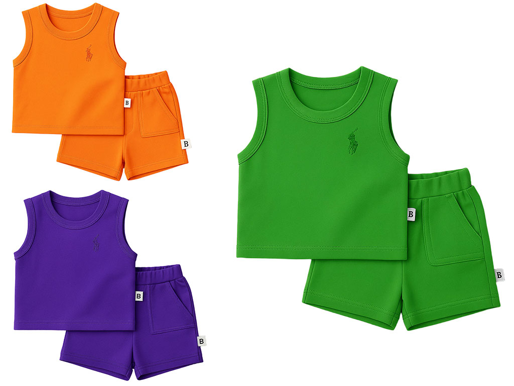 ست رکابی و شلوارک 3 سال طرح پولو polo بامشی Bamshi