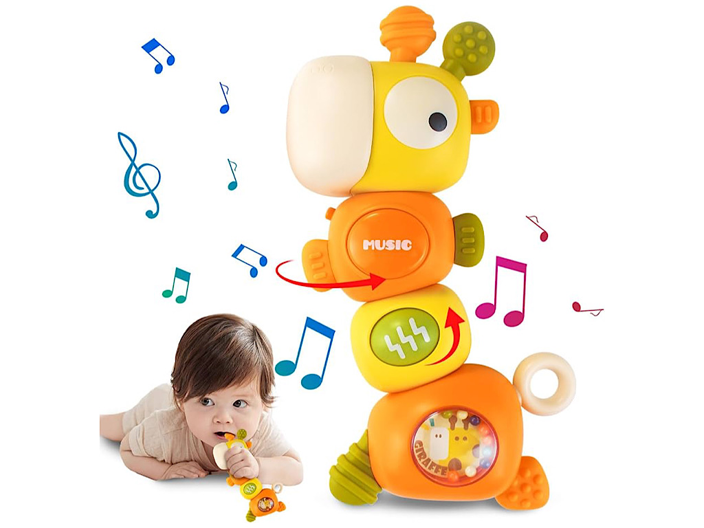 جغجغه دندانگیر موزیکال و چراغدار طرح زرافه اسباب بازی vavakids
