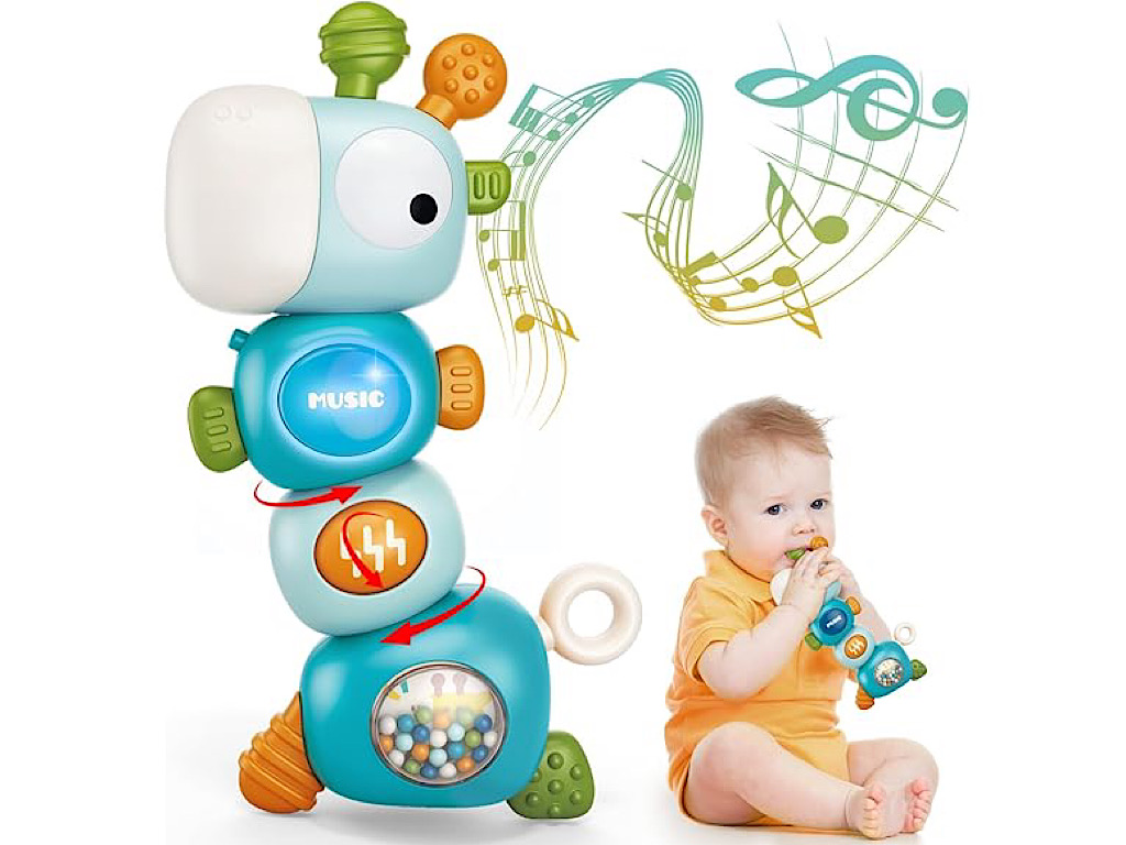 جغجغه دندانگیر موزیکال و چراغدار طرح زرافه اسباب بازی vavakids