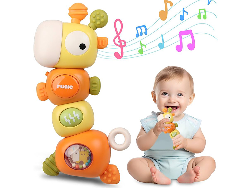 جغجغه دندانگیر موزیکال و چراغدار طرح زرافه اسباب بازی vavakids