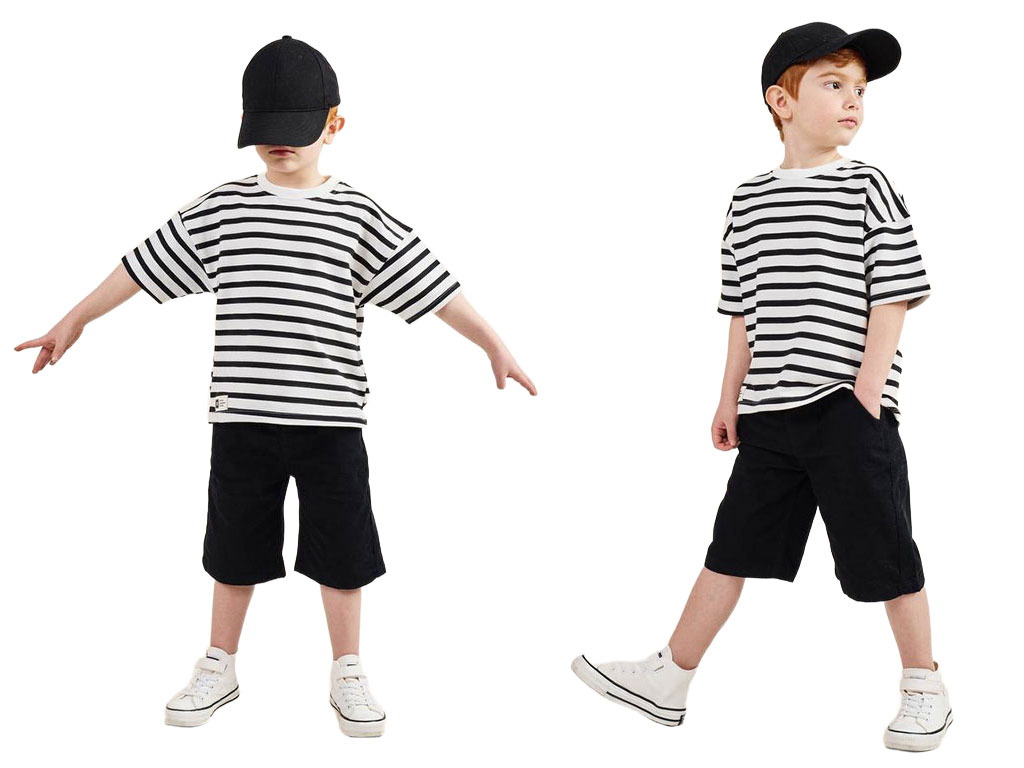 تیشرت نوزاد وکودک راه راه مشکی بشیر bashir