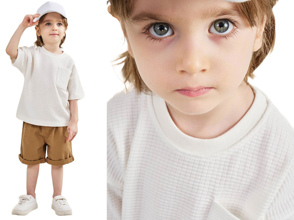 تیشرت نوزاد و کودک رنگ شیری طرح ویفری بشیر bashir