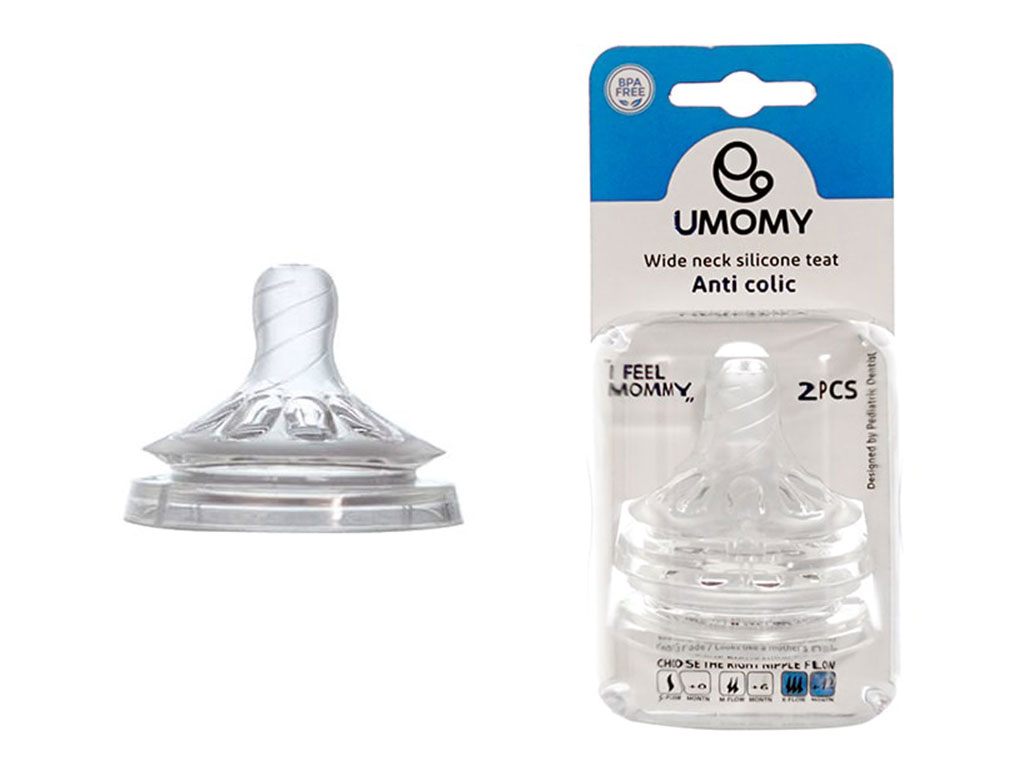 سر شیشه شیر آنتی کولیک دهانه عریض دو عددی 2 قطره سایز 12-6 ماه یومامی umomy