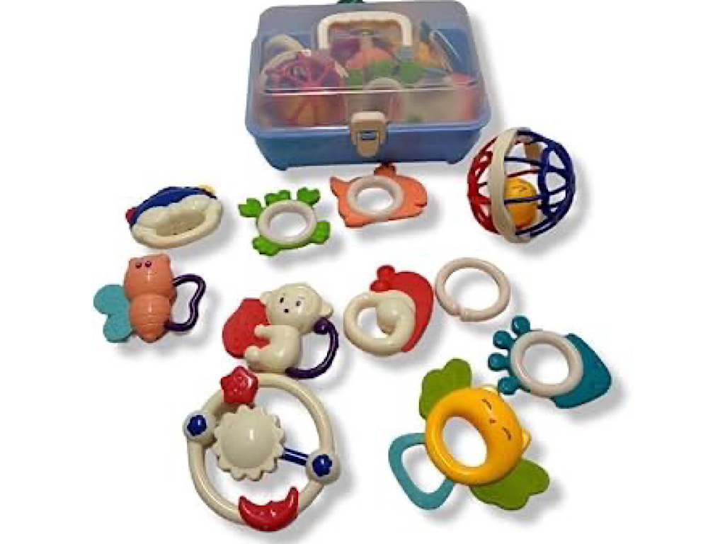 ست جغجغه و دندانگیر نوزادی 10 عددی مدل صندوقی سایز بزرگ  Baby Rattle