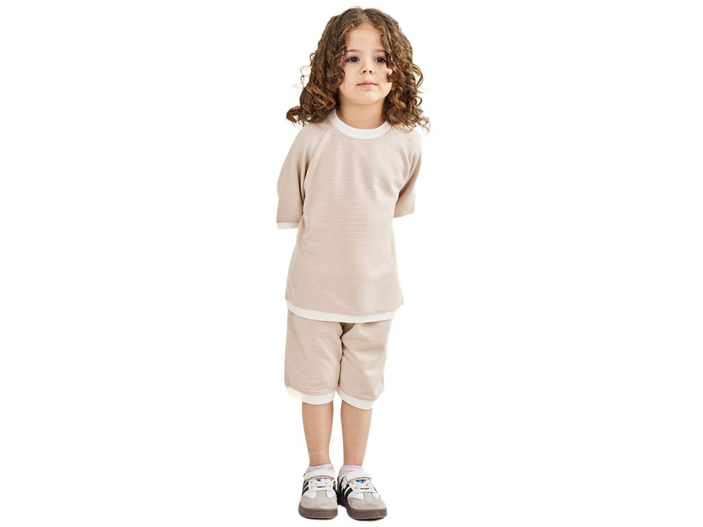 تیشرت و شلوارک نوزاد و کودک رنگ کرم بشیر bashir