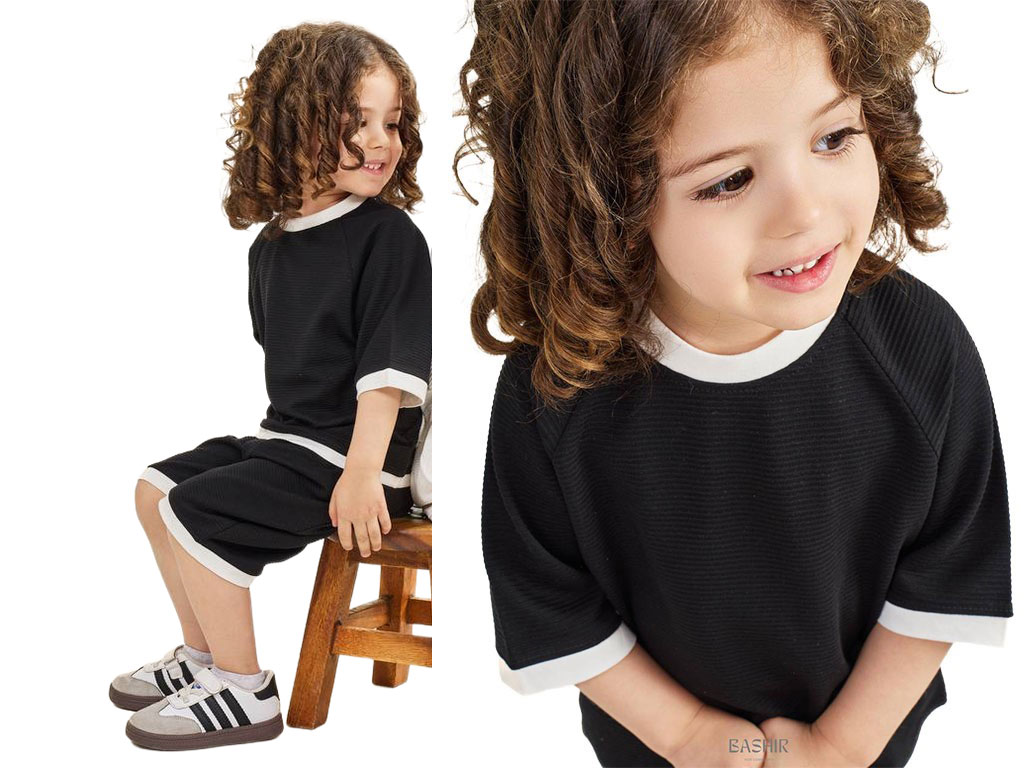 تیشرت و شلوارک نوزاد و کودک رنگ مشکی بشیر bashir