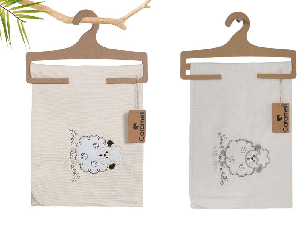 پتو کلاه دار نوزادی طرح گلدوزی شده ببعی کارامل caramell