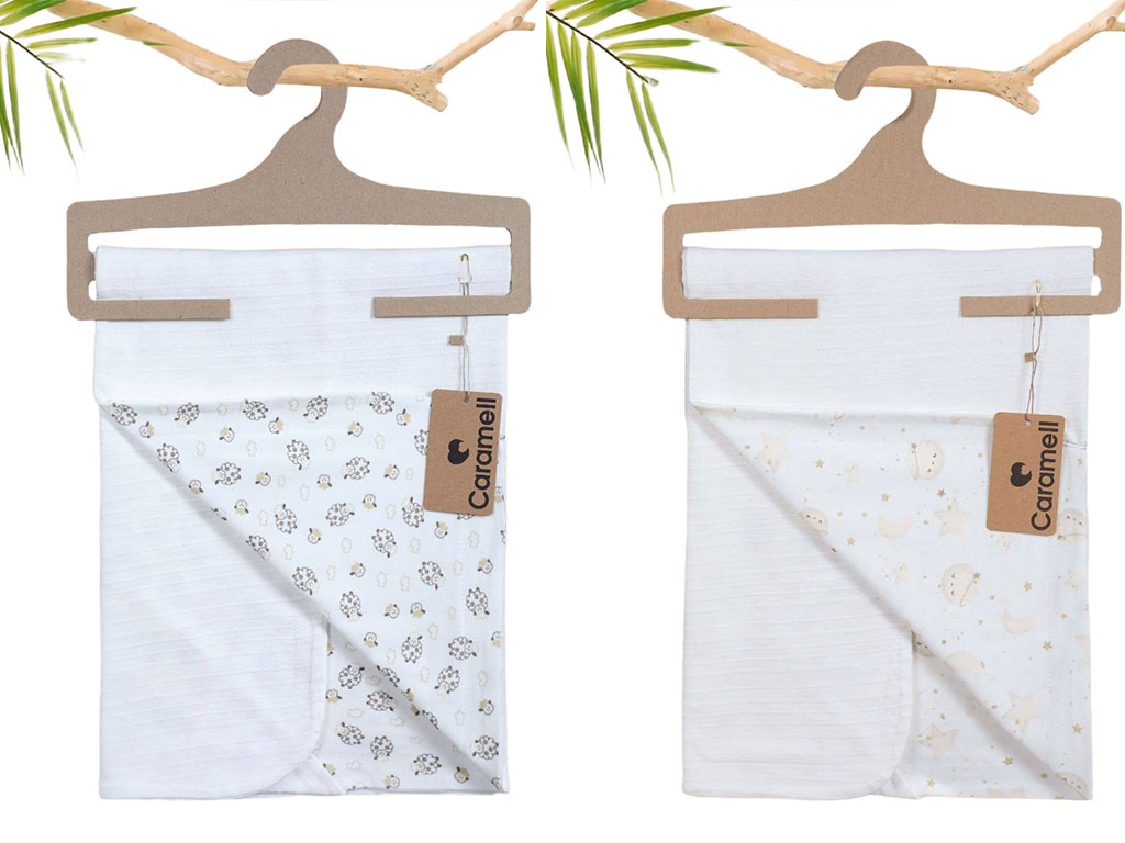 پتو کلاه دار نوزادی طرح دار کارامل caramell