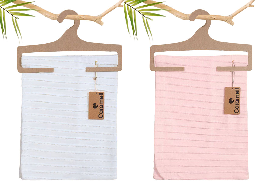 پتو کلاه دار نوزادی طرح چین دار کارامل caramell