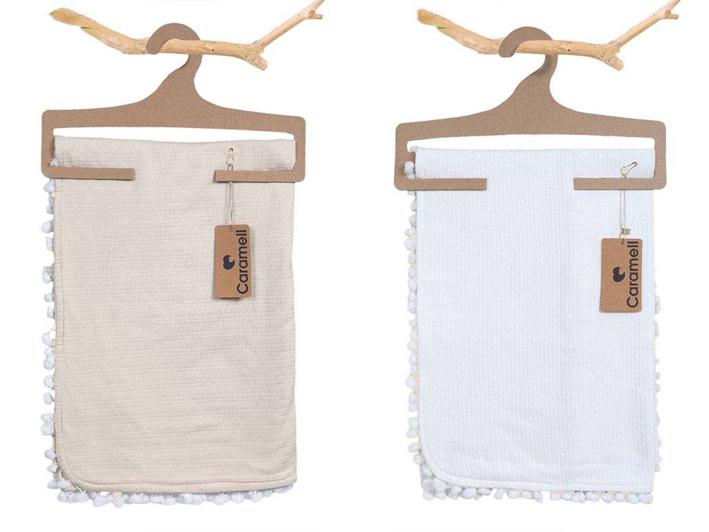 پتو کلاه دار نوزادی طرح توپی کارامل caramell