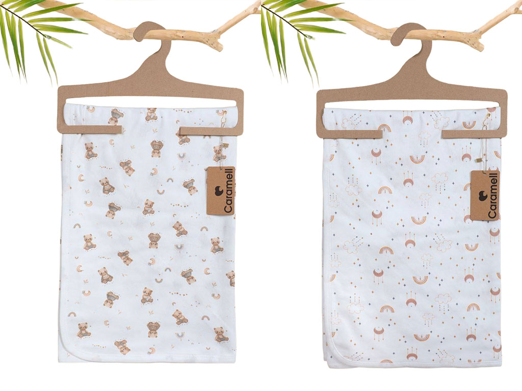 پتو کلاه دار نوزادی طرح دار کارامل caramell