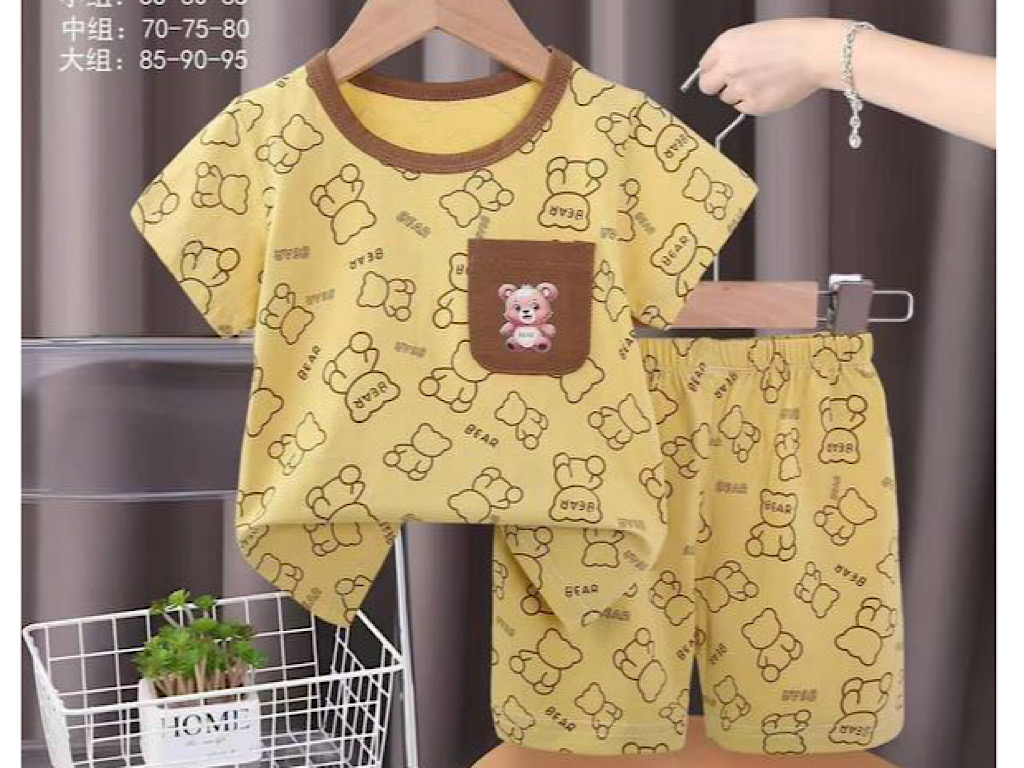 تیشرت و شلوارک راحتی خردلی رنگ طرح تدی