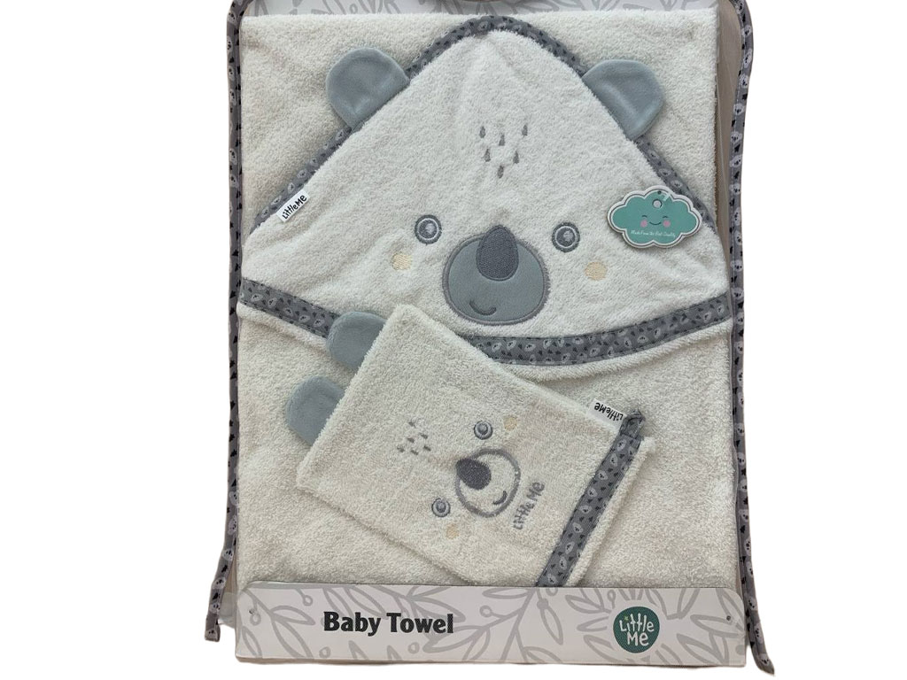 ست حوله کلاهدار و لیف نوزادی پسرانه لیتل می little me