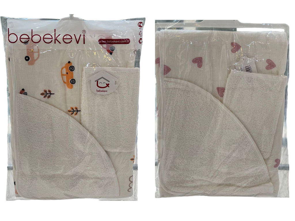 ست حوله کلاهدار و لیف نوزادی ببکوی bebekevi