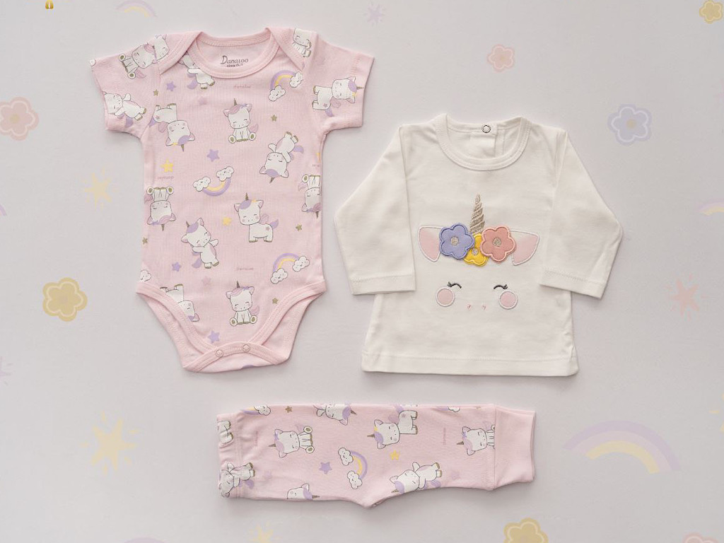 ست 3 تکه بیمارستانی نوزادی با طرح اسب تک شاخ دانالو Danaloo