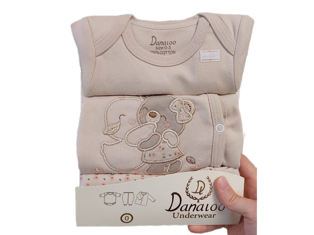 ست 3 تکه بیمارستانی نوزادی با طرح خرس و جوجه دانالو Danaloo