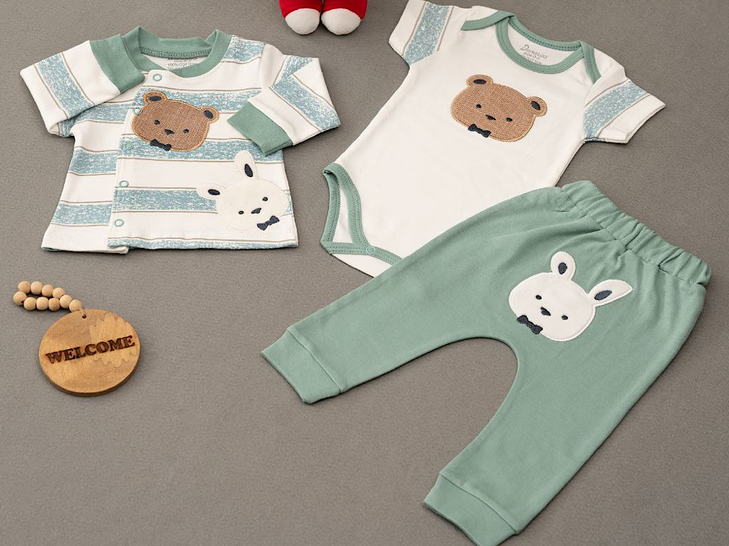 ست 3 تکه بیمارستانی نوزادی با طرح  خرس و خرگوش دانالو Danaloo