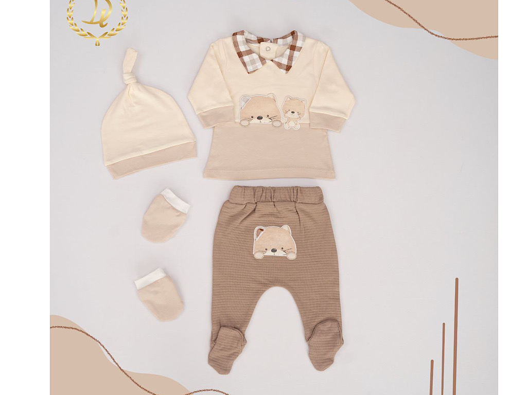 ست بیمارستانی 4 تکه نوزادی طرح گربه دانالو Danaloo