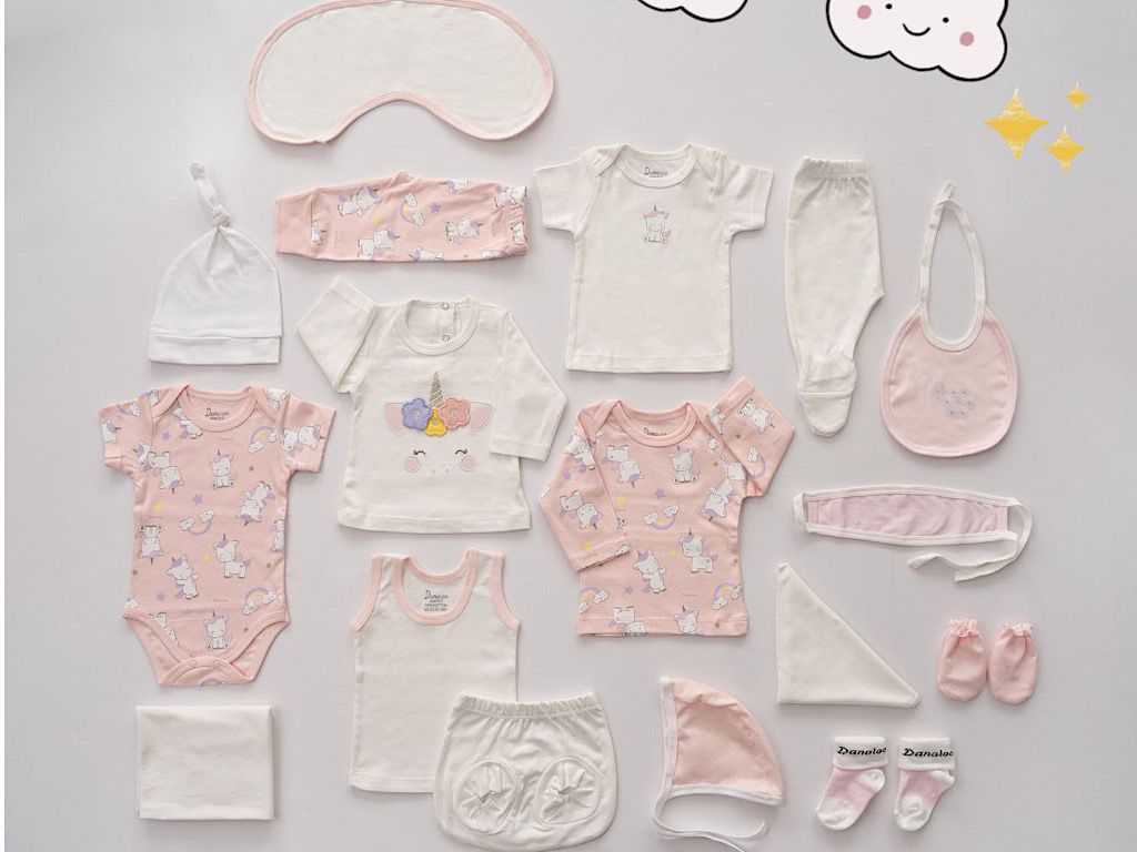 ست بیمارستانی  19  تکه نوزادی دخترانه طرح اسب تک شاخ  دانالو Danaloo