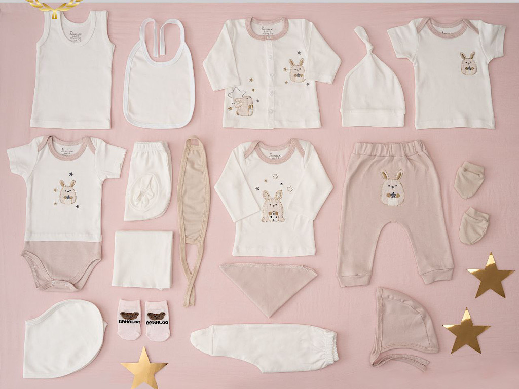 ست بیمارستانی 17 تکه نوزادی دخترانه طرح خرگوش و ستاره دانالو Danaloo