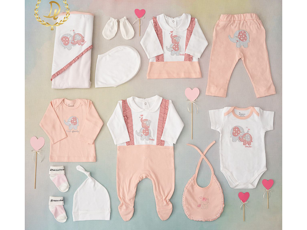 ست بیمارستانی 13 تکه نوزادی طرح فیل صورتی دانالو Danaloo