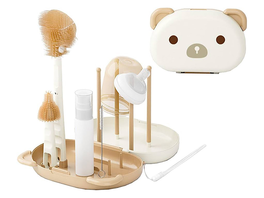 آبچکان و شیشه شور قاب دار شیشه شیر و لوازم نوزاد و کودک طرح تدی