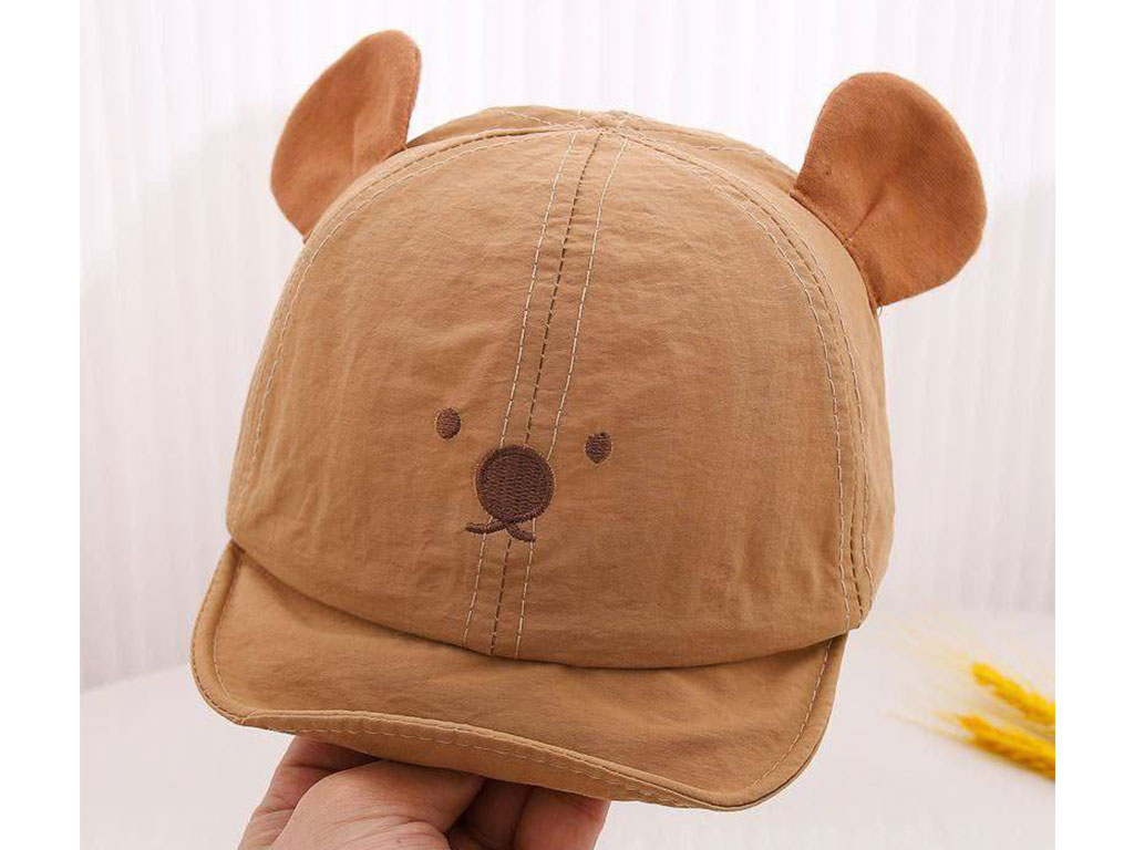 کلاه لبه دار طرح گلدوزی شده صورت خرس (دور سر 44cm)