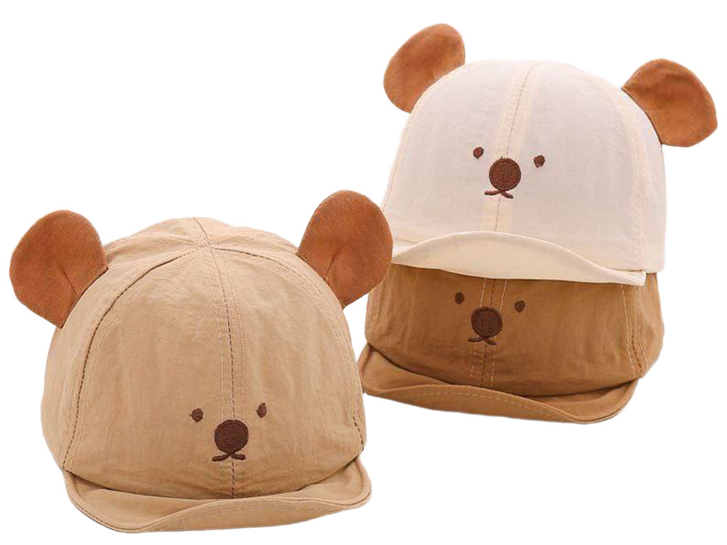 کلاه لبه دار طرح گلدوزی شده صورت خرس (دور سر 44cm)