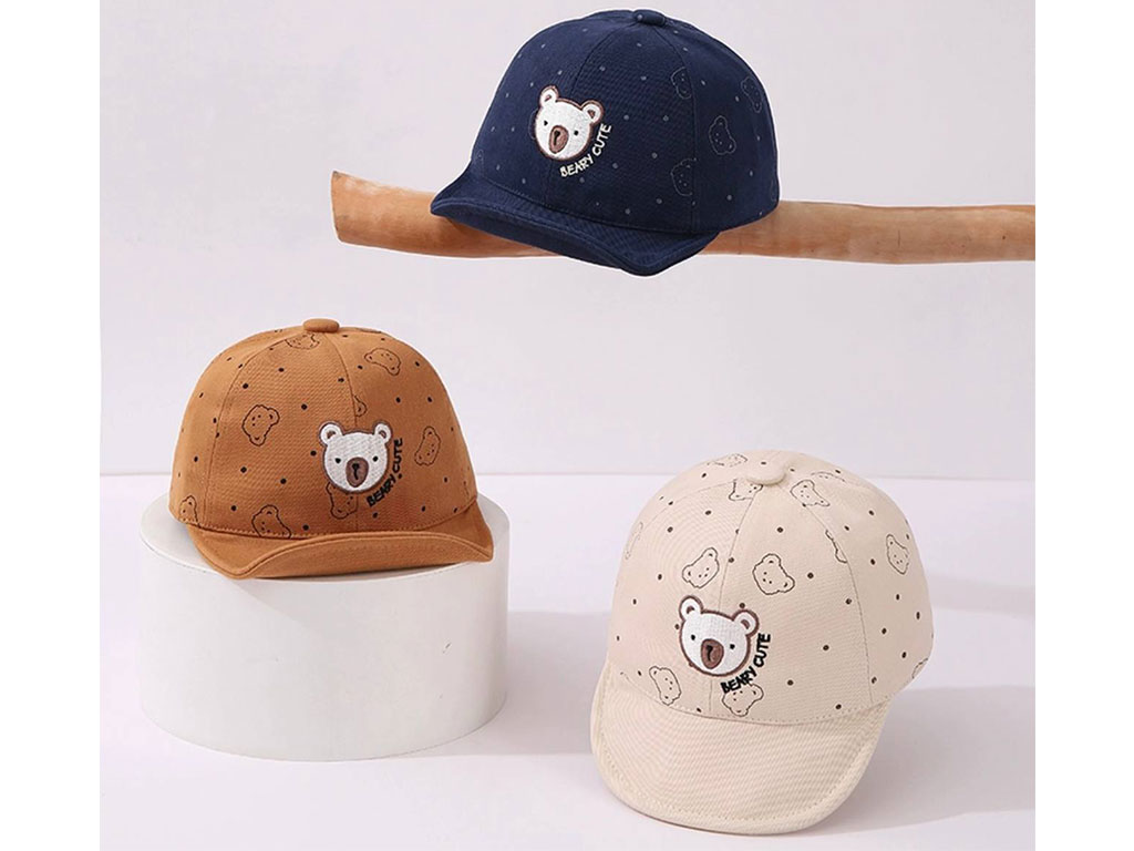 کلاه لبه دار طرح گلدوزی شده خرس Beary cute (دور سر 42cm)