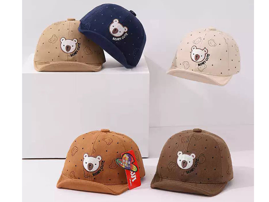 کلاه لبه دار طرح گلدوزی شده خرس Beary cute (دور سر 42cm)