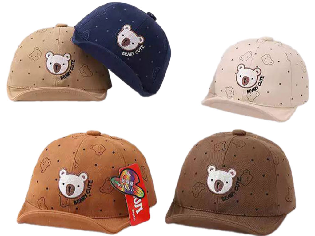 کلاه لبه دار طرح گلدوزی شده خرس Beary cute (دور سر 42cm)