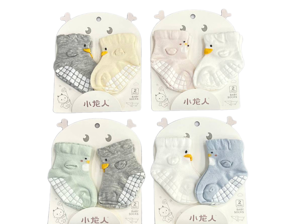 جوراب استپ دار نوزادی 0-6 ماه تک عددی طرح جوجه