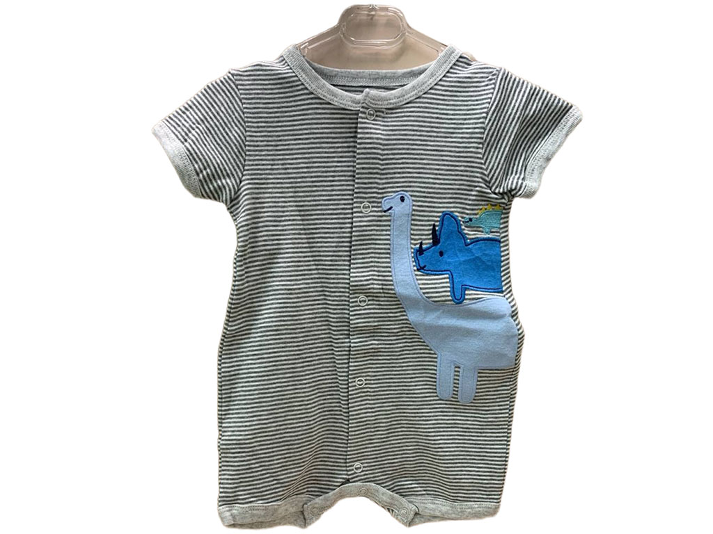 رامپر نوزاد و کودک پسرانه رنگ طوسی راه راه طرح دایناسورها کارترز Carters