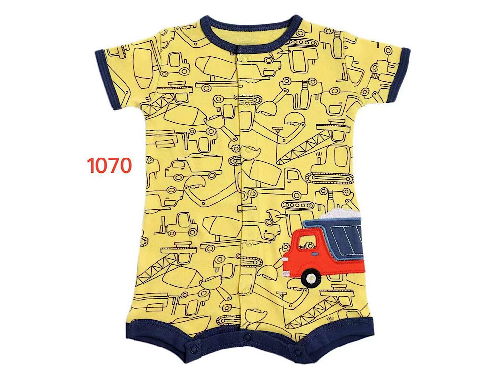 رامپر نوزاد و کودک پسرانه رنگ زرد طرح ماشین های سنگین کارترز Carters