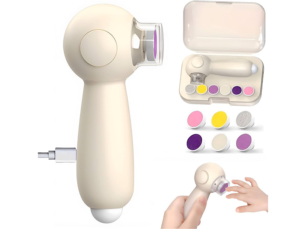 ست سوهان برقی سر گرد شارژی نوزاد و کودک کرم رنگ