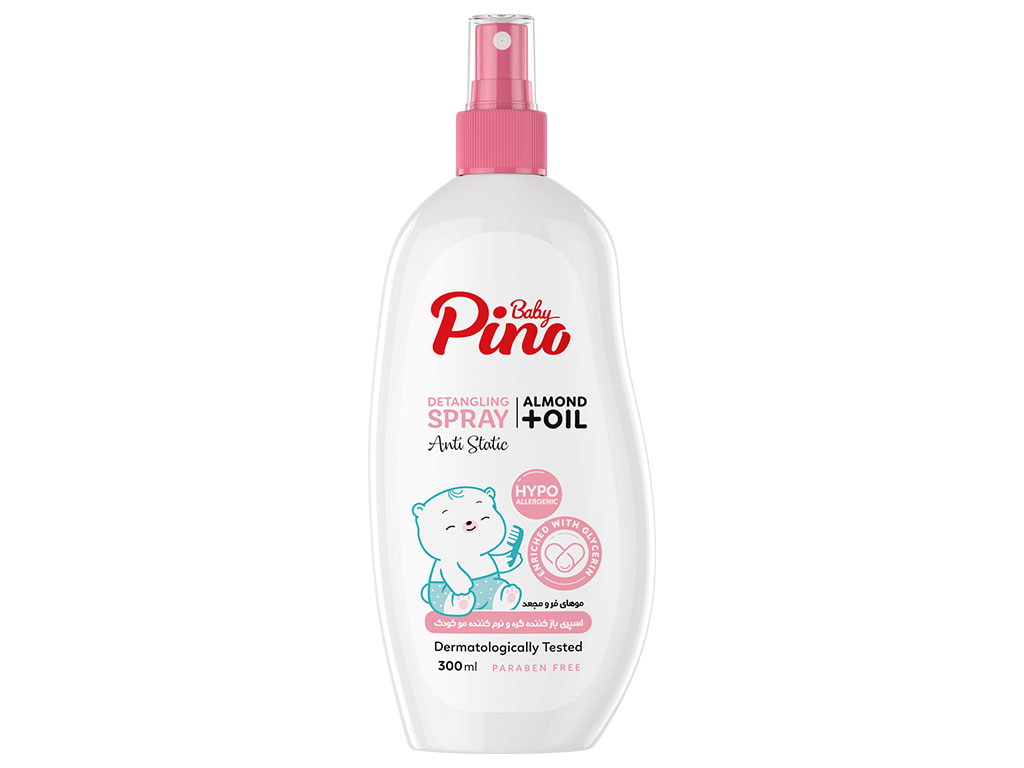 اسپری گره بازکن و نرم کننده موی کودک روغن بادام حجم 300 ml پینو pino baby