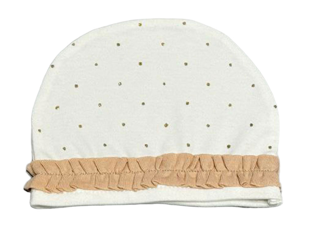 کلاه گرد نوزادی دخترانه رنگ سفید شیری طرح لیتل فاکس پاریز Pariz