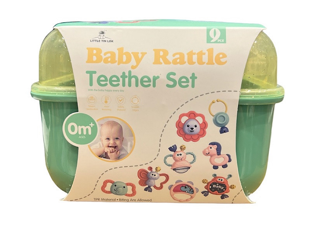 ست جغجغه و دندانگیر نوزادی 10 عددی مدل صندوقی Baby Rattle