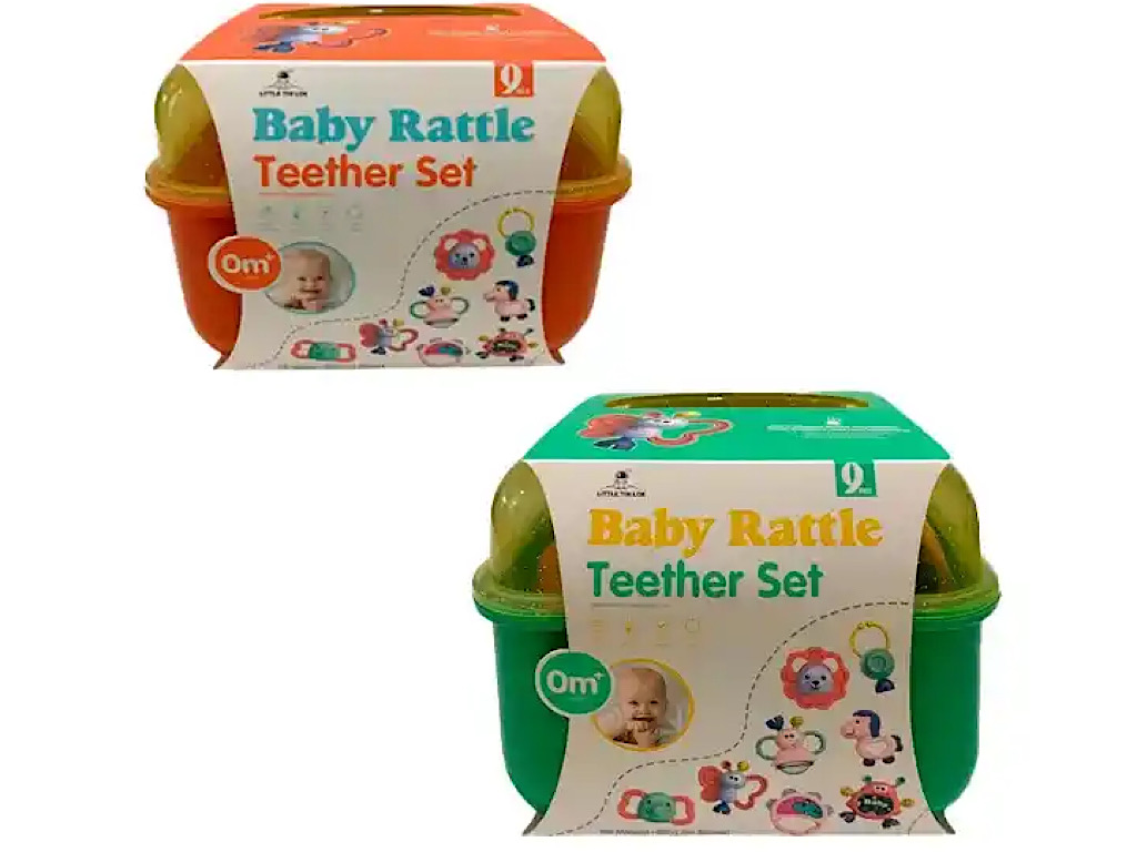 ست جغجغه و دندانگیر نوزادی 10 عددی مدل صندوقی Baby Rattle
