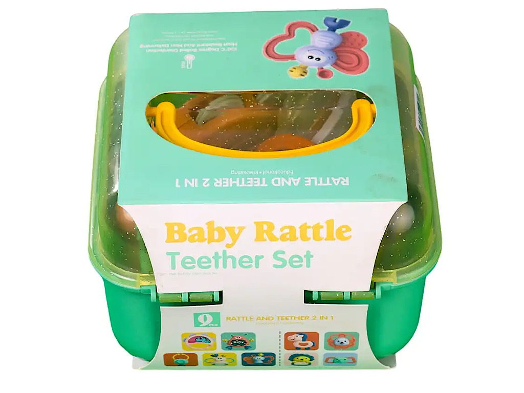 ست جغجغه و دندانگیر نوزادی 10 عددی مدل صندوقی Baby Rattle