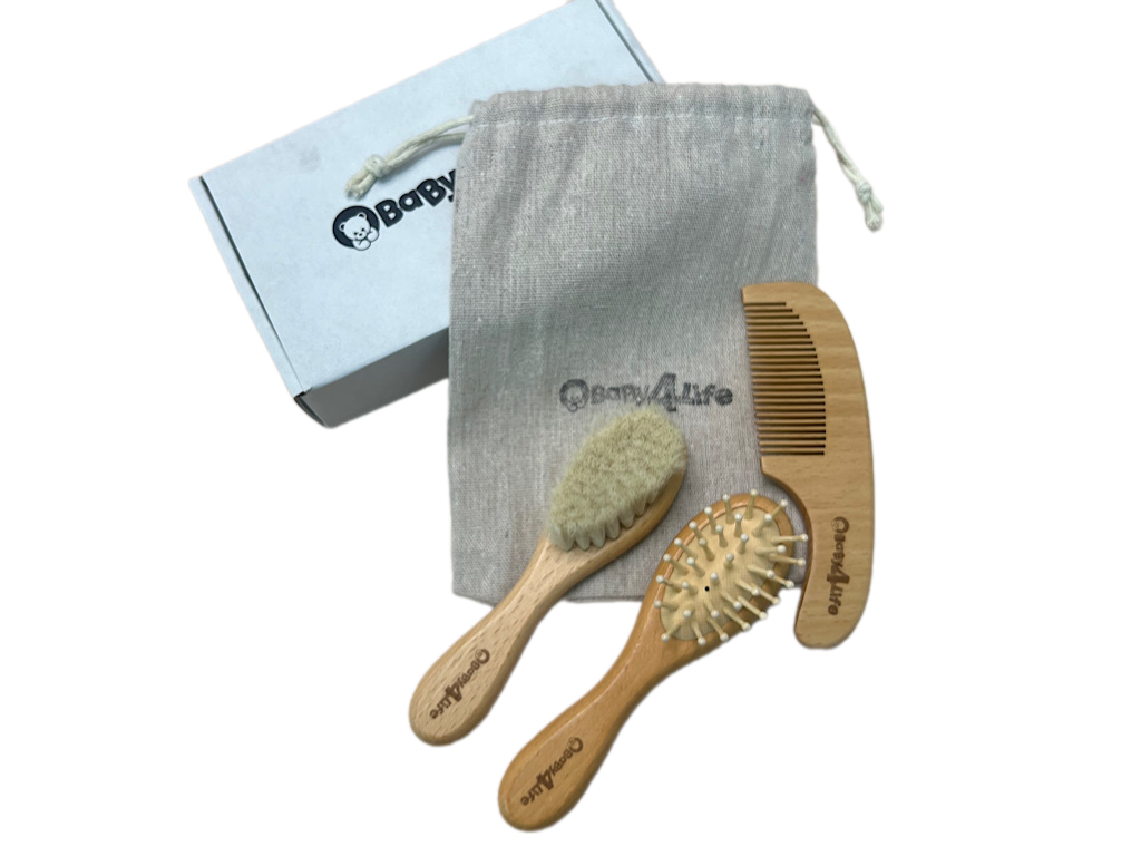 ست شانه و برس چوبی نوزادی baby 4 life