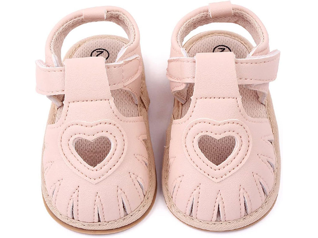 کفش سوتی و جغجغه ای نوزادی رنگ صورتی طرح قلب