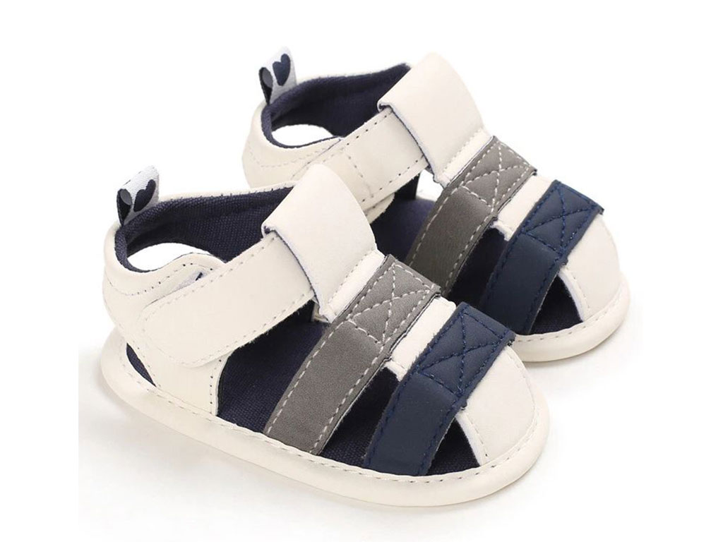 پاپوش نوزادی استپ دار مدل صندل چسبی سه رنگ