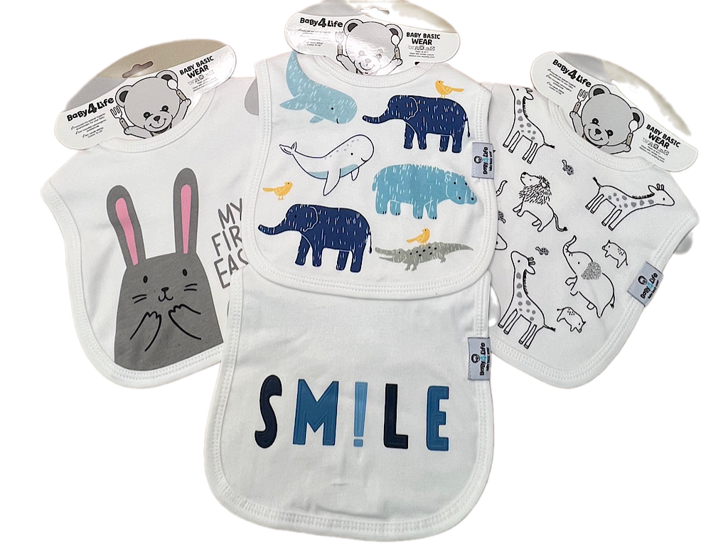 پیشبند دو لایه نخ پنبه طرح دار نوزادی دکمه دار baby 4 life