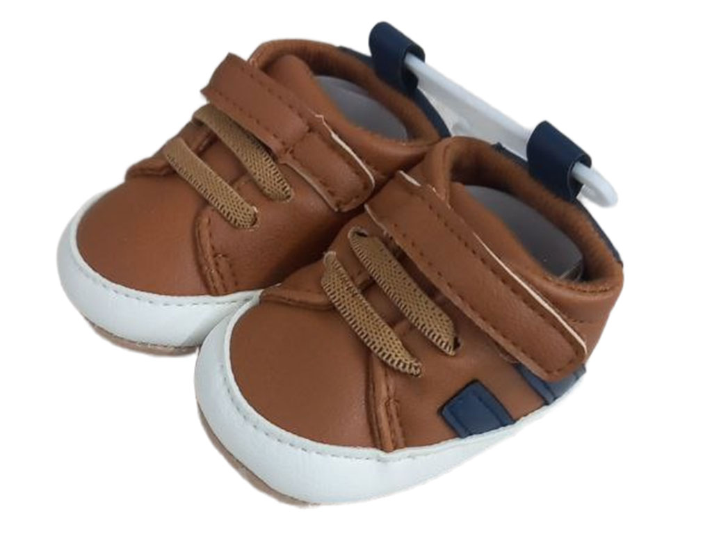 پاپوش نوزادی استپ دار رنگ قهوه ای