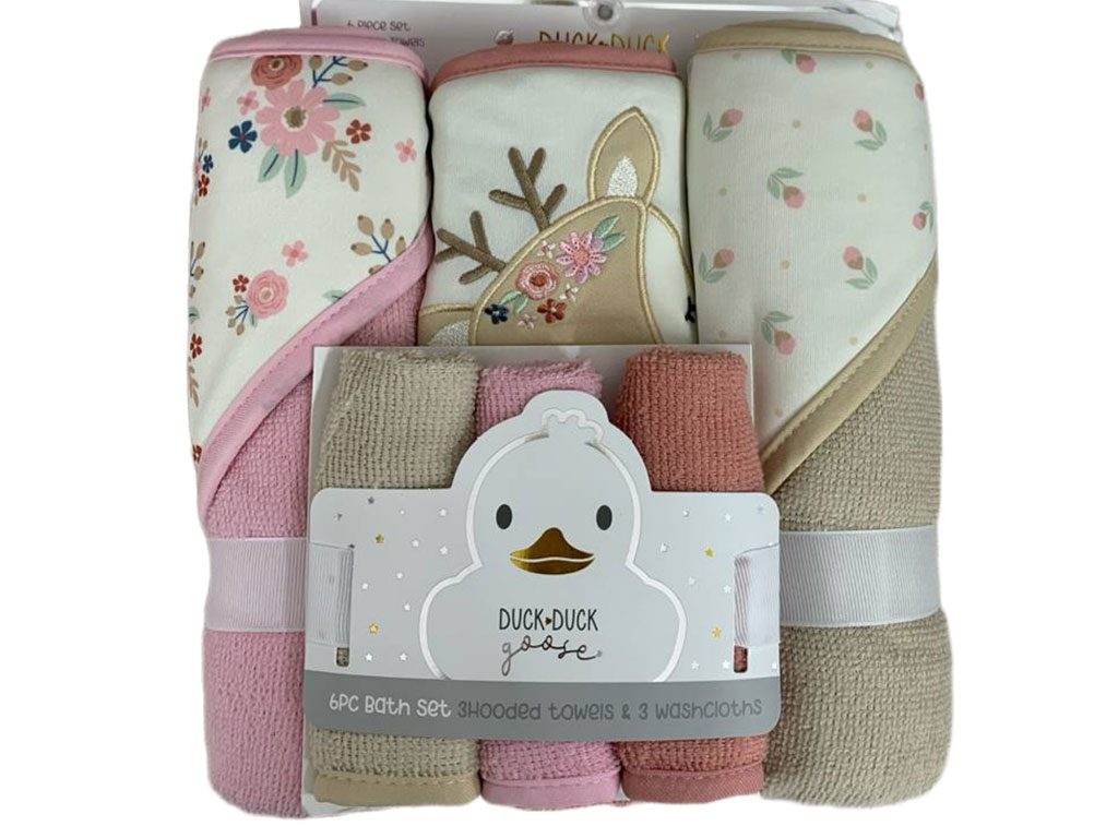 حوله کلاه دار و دستمال حوله ای نوزادی دخترانه طرح دار تک عددی