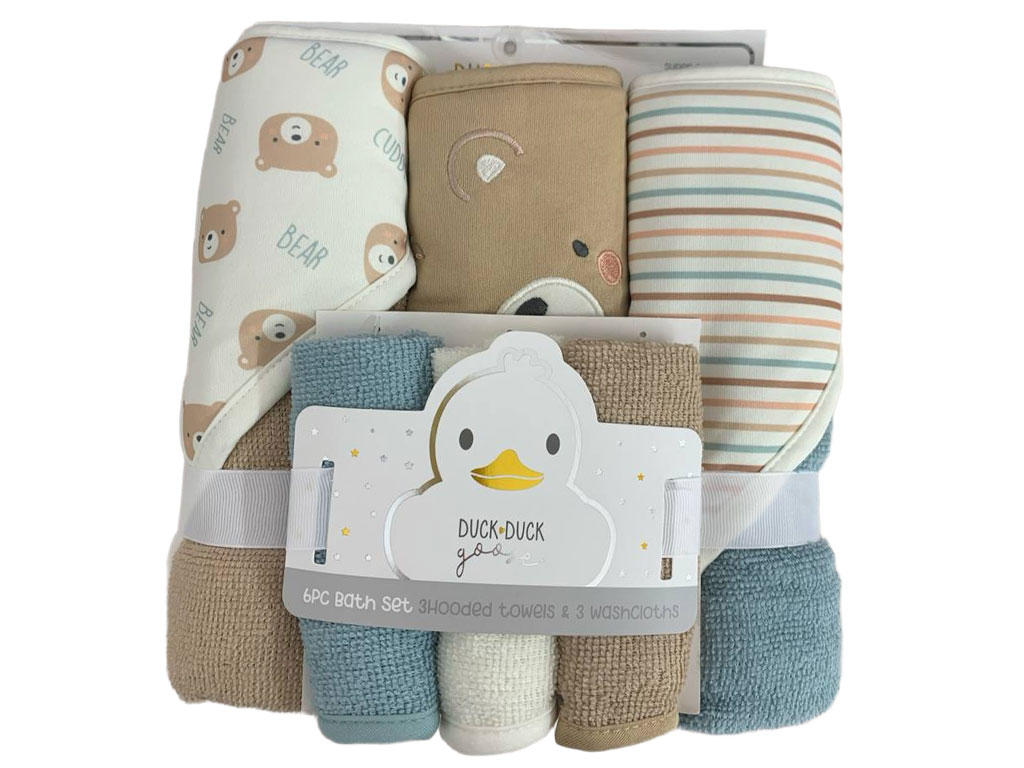 حوله کلاه دار و دستمال حوله ای نوزادی طرح دار تک عددی