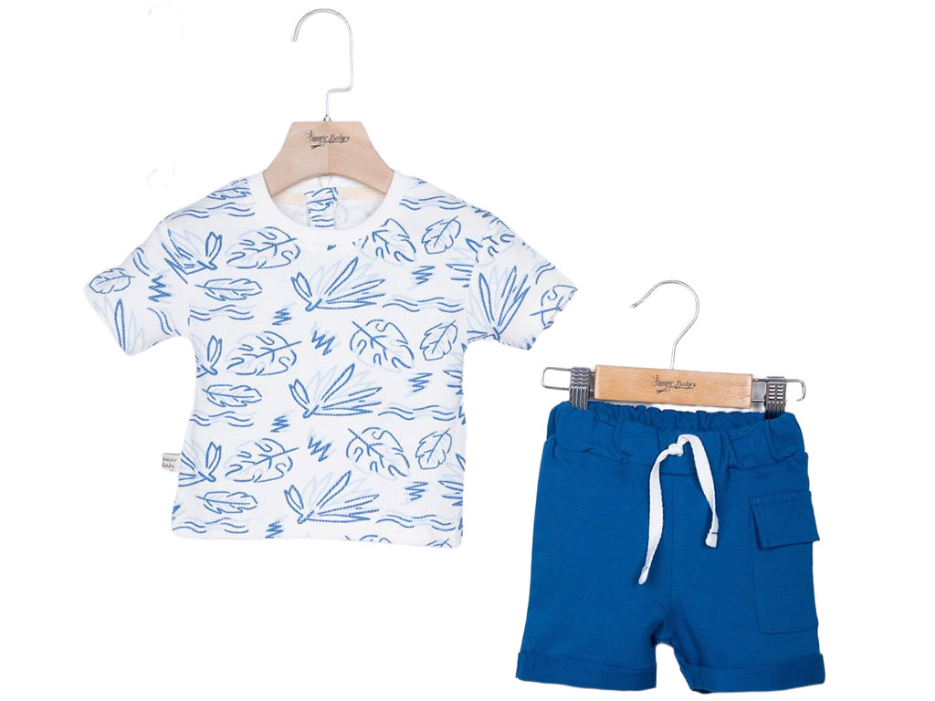 بلوز و شلوارک طرح برگ رنگ آبی کاربنی ای آی نور بیبی Inoor baby