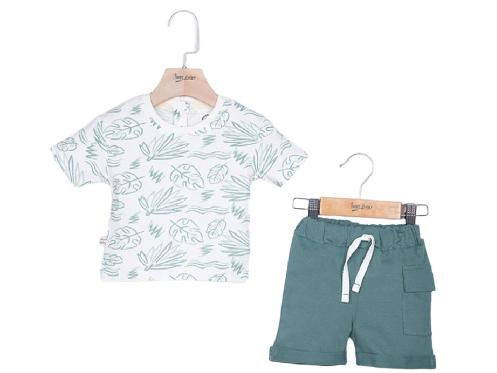 بلوز و شلوارک طرح برگ رنگ سبز ای آی نور بیبی Inoor baby